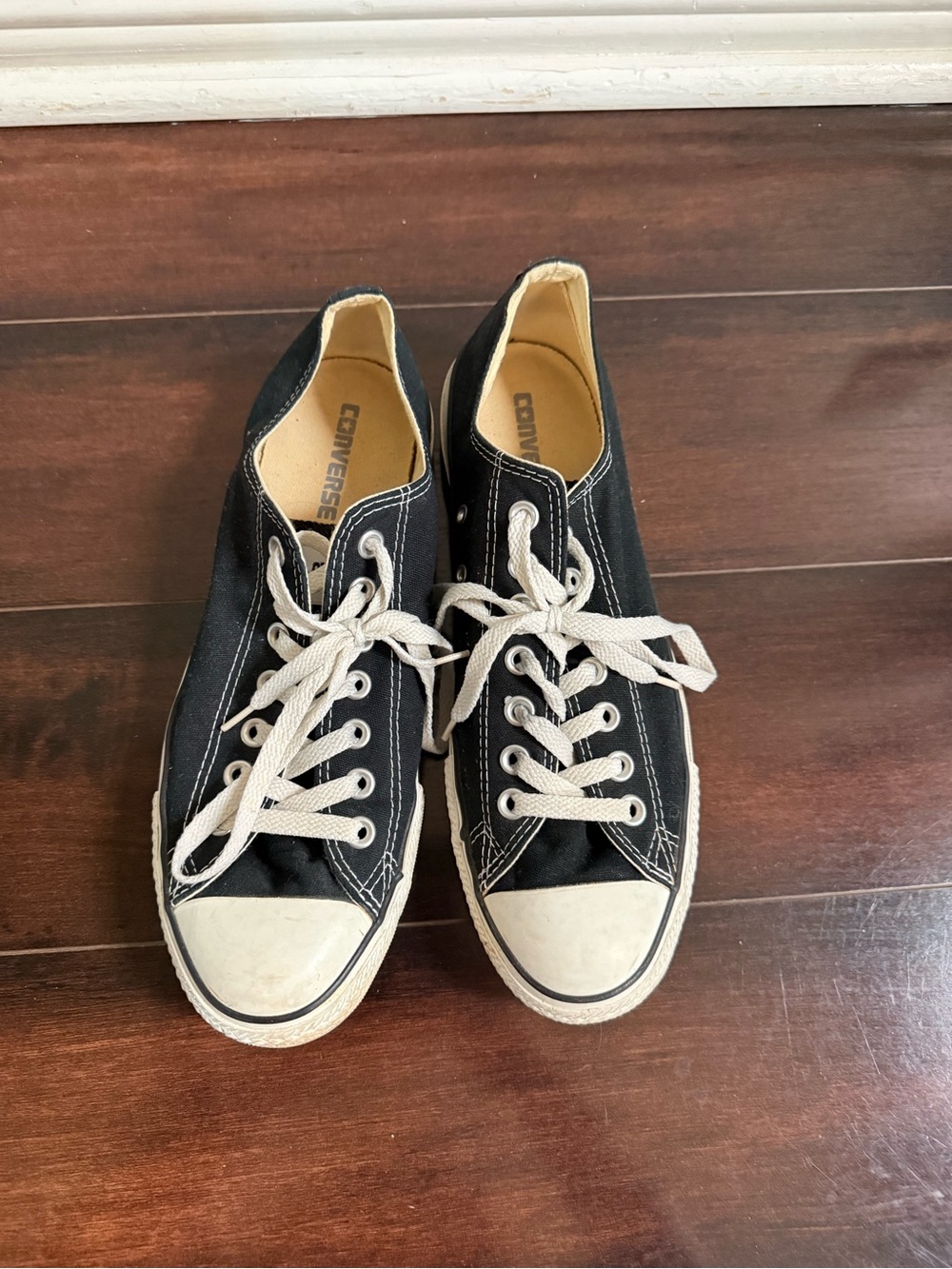 Converse Low-Top Canvas Sneakers in Black and White W11/M9 - Picture 2 of 4